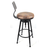 2x Vintage Industrial Rustic Bar Stool Kitchen Stool Swivel Chair Counter Height - Front View