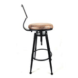 2x Vintage Industrial Rustic Bar Stool Kitchen Stool Swivel Chair Counter Height - Side View