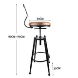 2x Vintage Industrial Rustic Bar Stool Kitchen Stool Swivel Chair Counter Height - Top-Down View