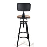 2x Vintage Industrial Rustic Bar Stool Kitchen Stool Swivel Chair Counter Height - Rear View