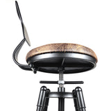 2x Vintage Industrial Rustic Bar Stool Kitchen Stool Swivel Chair Counter Height - Close-Up Angle
