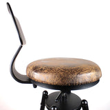 2x Vintage Industrial Rustic Bar Stool Kitchen Stool Swivel Chair Counter Height - Low Angle
