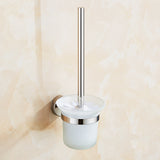 Toilet Brush Holder Wall Mount Rustproof Frosted Glass for Bathroom