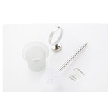 Toilet Brush Holder Wall Mount Rustproof Frosted Glass for Bathroom - Front View