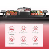 Large Electric Grill Hot Pot Hotpot 2 In 1 Electric Barbecue Non-Stick Pan Grill/Korean BBQ/Shabu Shabu 2200W - Front View