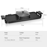 Large Electric Grill Hot Pot Hotpot 2 In 1 Electric Barbecue Non-Stick Pan Grill/Korean BBQ/Shabu Shabu 2200W - Side View