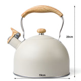 2.5 Liter Tea Whistling Kettle Stainless Steel Modern Whistling Tea Pot for Stovetop Cream - Front View