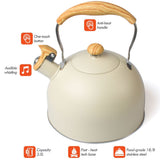 2.5 Liter Tea Whistling Kettle Stainless Steel Modern Whistling Tea Pot for Stovetop Cream - Side View