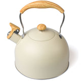 2.5 Liter Tea Whistling Kettle Stainless Steel Modern Whistling Tea Pot for Stovetop Cream - Close-Up Angle