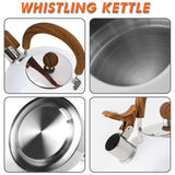 2.5 Liter Tea Whistling Kettle Stainless Steel Modern Whistling Tea Pot for Stovetop White - Side View