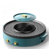 Nonstick Griddle,2in1 Grill Pan Hot Pot Hotpot bbq Electric Cooker Smokeless Grill Shabu Pot Cook - Front View