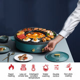 Nonstick Griddle,2in1 Grill Pan Hot Pot Hotpot bbq Electric Cooker Smokeless Grill Shabu Pot Cook - Top-Down View
