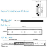 16in Pair 150KG Heavy Duty Drawer Slides Rails Runners Locking Ball Bearing - Side View
