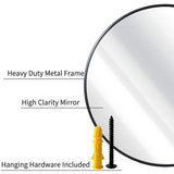 Slim Design 50CM Black Bathroom, Living Room, Hallway Mirror Round Mirror Wall Decor Metal Frame - Rear View