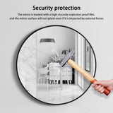 Slim Design 50CM Black Bathroom, Living Room, Hallway Mirror Round Mirror Wall Decor Metal Frame - Close-Up Angle