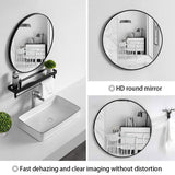 Slim Design 50CM Black Bathroom, Living Room, Hallway Mirror Round Mirror Wall Decor Metal Frame - Low Angle