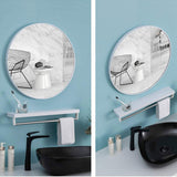 Slim Design 50CM White Bathroom, Living Room, Hallway Mirror Round Mirror Wall Decor Metal Frame - Side View