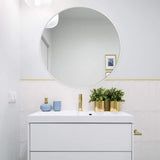 Slim Design 50CM White Bathroom, Living Room, Hallway Mirror Round Mirror Wall Decor Metal Frame - Top-Down View