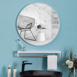 Slim Design 50CM White Bathroom, Living Room, Hallway Mirror Round Mirror Wall Decor Metal Frame - 45-Degree Angle