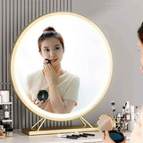Touch Screen Table Desktop LED Light Vanity Mirror Makeup Mirror Round Mirror 40cm - Front View