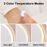 Touch Screen Table Desktop LED Light Vanity Mirror Makeup Mirror Round Mirror 40cm - Side View