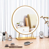 Touch Screen Table Desktop LED Light Vanity Mirror Makeup Mirror Round Mirror 40cm - Close-Up Angle