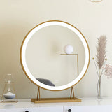 Touch Screen Table Desktop LED Light Vanity Mirror Makeup Mirror Round Mirror 40cm - Low Angle