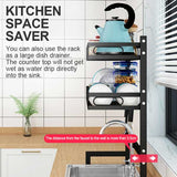 65cm 3 tier Over Single Sink Dish Drying Rack Drainer Kitchen Cutlery Holder Storage Organizer - 45-Degree Angle