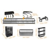 65cm 3 tier Over Single Sink Dish Drying Rack Drainer Kitchen Cutlery Holder Storage Organizer - Rear View