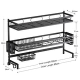 85cm 3 tier Over Sink Dish Drying Rack Drainer Kitchen Cutlery Holder Storage Organizer - 45-Degree Angle