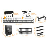 85cm 3 tier Over Sink Dish Drying Rack Drainer Kitchen Cutlery Holder Storage Organizer - Rear View