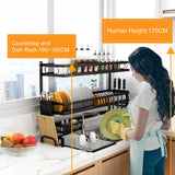 85cm 3 tier Over Sink Dish Drying Rack Drainer Kitchen Cutlery Holder Storage Organizer - Close-Up Angle