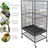 132cm Large Rolling Mobile Bird Cage Birdcage Finch Aviary Parrot Animals Playtop Stand Canary Finch - Side View