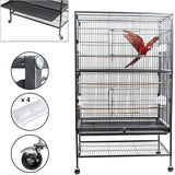 132cm Large Rolling Mobile Bird Cage Birdcage Finch Aviary Parrot Animals Playtop Stand Canary Finch - Top-Down View