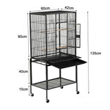 134cm Large Bird Aviary Cage Heavy Duty Parrot Budgie Parakeet Cockatoo Perch Cage Storage Shelf - 45-Degree Angle
