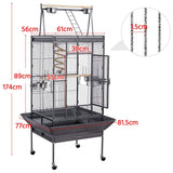 174cm Large Rolling Mobile Bird Cage Birdcage Finch Aviary Parrot Animals Playtop Stand Canary Finch - Front View