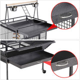 174cm Large Rolling Mobile Bird Cage Birdcage Finch Aviary Parrot Animals Playtop Stand Canary Finch - Side View