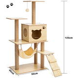 Modern Multi-Level Cats Tree Kittens Scratching Posts Sisal Rope Soft Nest Bed Cat Furniture Tree - Front View