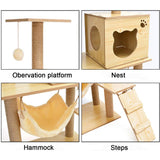 Modern Multi-Level Cats Tree Kittens Scratching Posts Sisal Rope Soft Nest Bed Cat Furniture Tree - Side View