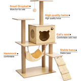 Modern Multi-Level Cats Tree Kittens Scratching Posts Sisal Rope Soft Nest Bed Cat Furniture Tree - 45-Degree Angle