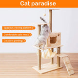 Modern Multi-Level Cats Tree Kittens Scratching Posts Sisal Rope Soft Nest Bed Cat Furniture Tree - Rear View