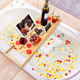 Bamboo Bathtub Bath tub Tray Table Caddy Tray Cellphone,Book,Tray Wineglass Holder - Top-Down View