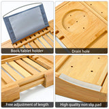 Bamboo Bathtub Bath tub Tray Table Caddy Tray Cellphone,Book,Tray Wineglass Holder - Rear View