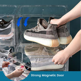 6 Pack Large Acrylic Shoe Box Storage Side Door Open Stackable Boxes Transparent Clear Display Case - Side View