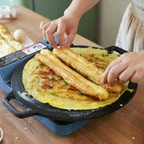 34cm Seasoned Cast Iron Induction Crepes Pan Baking Pancake Tool Pizza Bakeware - Top-Down View