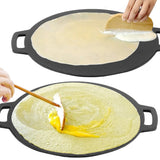 34cm Seasoned Cast Iron Induction Crepes Pan Baking Pancake Tool Pizza Bakeware - Extra Image