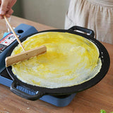 40cm Seasoned Cast Iron Induction Crepes Pan Baking Pancake Tool Pizza Bakeware - Side View