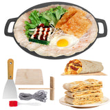 40cm Seasoned Cast Iron Induction Crepes Pan Baking Pancake Tool Pizza Bakeware - Extra Image