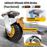 1000KG Capacity Heavy Duty Foldable Platform Truck Flatbed Push Cart Steel Dolly Trolley Cart Brake - Front View