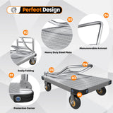 1000KG Capacity Heavy Duty Foldable Platform Truck Flatbed Push Cart Steel Dolly Trolley Cart Brake - Top-Down View